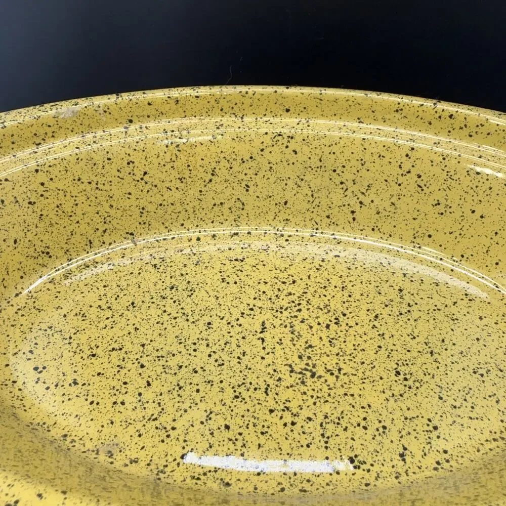 Vintage Cerutil Portugal Yellow Speckled Stoneware Oval Baking Casserole Dish